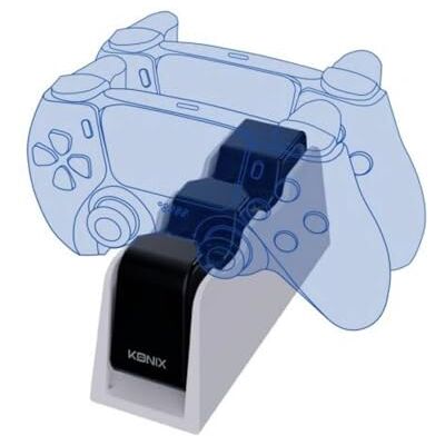 Konix Estación de Carga Doble Mythics para Controladores DualSense PS5, Cable USB Tipo A a C Incluido, Blanco y Negro Konix Estación de Carga Doble Mythics para Controladores DualSense PS5, Cable USB Tipo A a C Incluido, Blanco y Negro