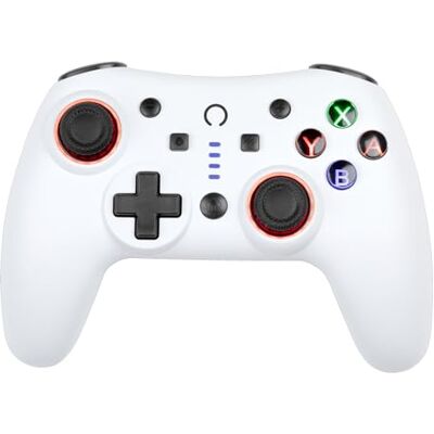 Konix Mando inalámbrico Snow para Nintendo Switch y Switch 2 Autonomía de 12 horas Bluetooth 5.0 (10 m) Funciones Turbo y Auto Iluminación RGB Blanco Konix Mando inalámbrico Snow para Nintendo Switch y Switch 2 Autonomía de 12 horas Bluetooth 5.0 (10 m) Funciones Turbo y Auto Iluminación RGB Blanco