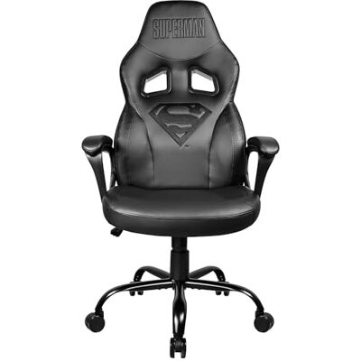 Subsonic Silla de Juego Superman Silla de Oficina Ergonómica con Espuma de Alta Densidad, Mecanismo Basculante y Cómodos Reposabrazos Altura Ajustable Negro Subsonic Silla de Juego Superman Silla de Oficina Ergonómica con Espuma de Alta Densidad, Mecanismo Basculante y Cómodos Reposabrazos Altura Ajustable Negro