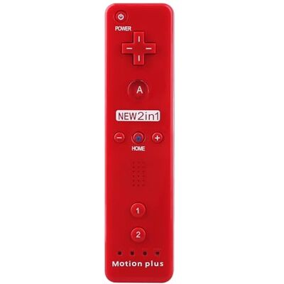 OSTENT Controlador remoto 2 en 1 incorporado en Motion Plus Compatible con consola Nintendo Wii Color del juego (Red) OSTENT Controlador remoto 2 en 1 incorporado en Motion Plus Compatible con consola Nintendo Wii Color del juego (Red)