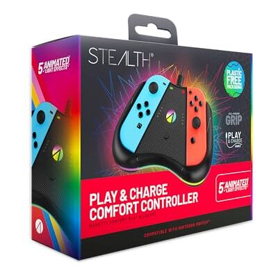 STEALTH Light-Up Play & Charge Comfort Controller Compatible con los Joy Controllers de Switch STEALTH Light-Up Play & Charge Comfort Controller Compatible con los Joy Controllers de Switch