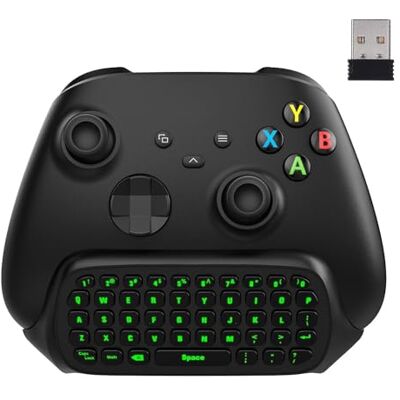 MoKo Teclado Green con Retroiluminación para Mandos de Xbox One/Series X/S Teclado inalámbrico para chat, con receptor USB y conector de audio de 3,5 mm, accesorios para el mando Xbox Elite/2 MoKo Teclado Green con Retroiluminación para Mandos de Xbox One/Series X/S Teclado inalámbrico para chat, con receptor USB y conector de audio de 3,5 mm, accesorios para el mando Xbox Elite/2