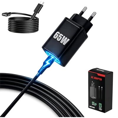 NITHO Adaptador USB-C 65W Compatible con Switch 2, Cargador PD 3.0 con Cable de 1,5 m, Compatible con Base Switch 2 en Modo TV, Carga Rápida para Consola, Portátil y Smartphone NITHO Adaptador USB-C 65W Compatible con Switch 2, Cargador PD 3.0 con Cable de 1,5 m, Compatible con Base Switch 2 en Modo TV, Carga Rápida para Consola, Portátil y Smartphone