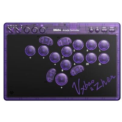 8Bitdo All-Button Arcade Controller for Switch & Windows – 3 Connection Modes, Low-profile Linear Switches, 4 Programmable Buttons, Hot-swappable PCB Transparent Purple Signature Edition 8Bitdo All-Button Arcade Controller for Switch & Windows – 3 Connection Modes, Low-profile Linear Switches, 4 Programmable Buttons, Hot-swappable PCB Transparent Purple Signature Edition