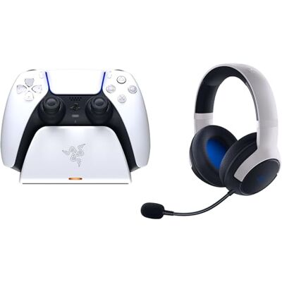Razer Legendary Duo Bundle para PlayStation 5: Auriculares inalámbricos Kaira y Soporte de Carga rápida para PS5 (el Controlador se Vende por Separado) Razer Legendary Duo Bundle para PlayStation 5: Auriculares inalámbricos Kaira y Soporte de Carga rápida para PS5 (el Controlador se Vende por Separado)