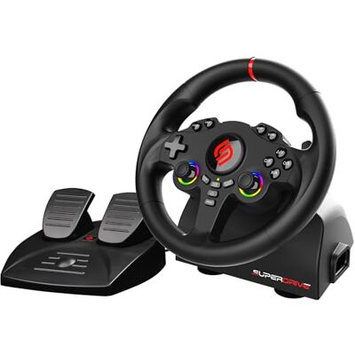 Subsonic Volante Superdrive 220 RS Volante de Carreras LED con Doble Joystick, Rotación de 180°, Pedales y Levas de Cambio. Para Switch 2 / Switch, PS4, PC y Xbox Negro Subsonic Volante Superdrive 220 RS Volante de Carreras LED con Doble Joystick, Rotación de 180°, Pedales y Levas de Cambio. Para Switch 2 / Switch, PS4, PC y Xbox Negro