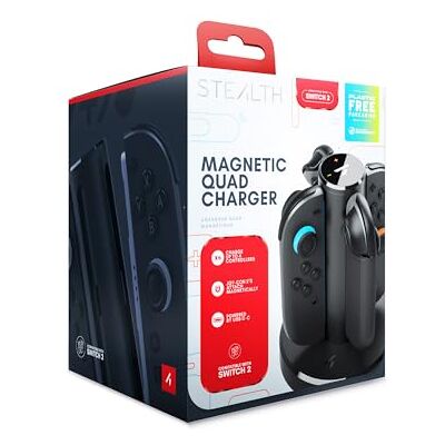 STEALTH Base de carga cuádruple compatible con Switch 2 Joycons STEALTH Base de carga cuádruple compatible con Switch 2 Joycons