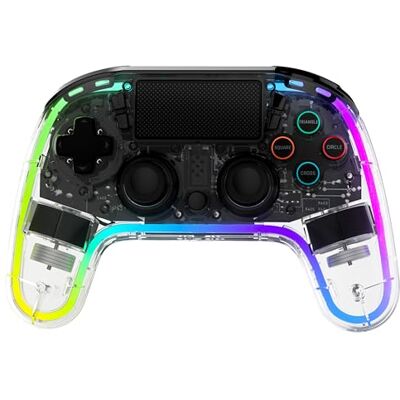 Snakebyte GAMEPAD RGB 4 Mando inalámbrico transparente para PlayStation 4, iluminación ajustable, potente batería, botones adicionales asignables, compatible con PS4 y PS3 Snakebyte GAMEPAD RGB 4 Mando inalámbrico transparente para PlayStation 4, iluminación ajustable, potente batería, botones adicionales asignables, compatible con PS4 y PS3
