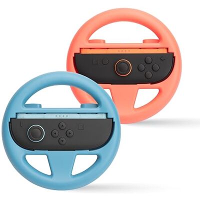 NITHO Volante de Juego Compatible con Mandos Switch 2, Accesorio Racing Wheel para Juegos de Carreras y Kart, Empuñadura Ergonómica, Accesorio Gaming para Switch 2 (Set de 2, Azul y Rojo) NITHO Volante de Juego Compatible con Mandos Switch 2, Accesorio Racing Wheel para Juegos de Carreras y Kart, Empuñadura Ergonómica, Accesorio Gaming para Switch 2 (Set de 2, Azul y Rojo)