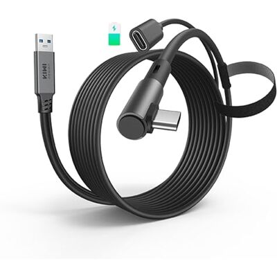 KIWI design Cable Link con Carga 5M Compatible con Meta Quest 3s Quest 3 Quest 2/Pro/Accesorios Pico 4 y PC/SteamVR, Cable USB 3.0 a USB-C Link con Super Rápida 5 Gbps, para Juego Prolongado KIWI design Cable Link con Carga 5M Compatible con Meta Quest 3s Quest 3 Quest 2/Pro/Accesorios Pico 4 y PC/SteamVR, Cable USB 3.0 a USB-C Link con Super Rápida 5 Gbps, para Juego Prolongado