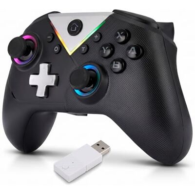 NK Mando Inalámbrico Bluetooth para PC Compatible con Switch/Smartphone Android y iOS, 2 Botones Macro, Vibración Dual, 6 Ejes, Luces LED, Color Negro (Negro) NK Mando Inalámbrico Bluetooth para PC Compatible con Switch/Smartphone Android y iOS, 2 Botones Macro, Vibración Dual, 6 Ejes, Luces LED, Color Negro (Negro)