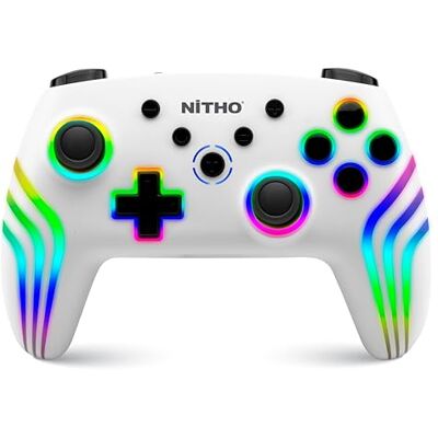 NITHO NEXUS Mando Inalámbrico Compatible con Switch/Switch 2/PC/Android/iOS, Gamepad con Giroscopio de 6 Ejes, Luz LED RGB, Vibración Dual, Turbo, Joystick con Diseño Ergonómico Blanco NITHO NEXUS Mando Inalámbrico Compatible con Switch/Switch 2/PC/Android/iOS, Gamepad con Giroscopio de 6 Ejes, Luz LED RGB, Vibración Dual, Turbo, Joystick con Diseño Ergonómico Blanco