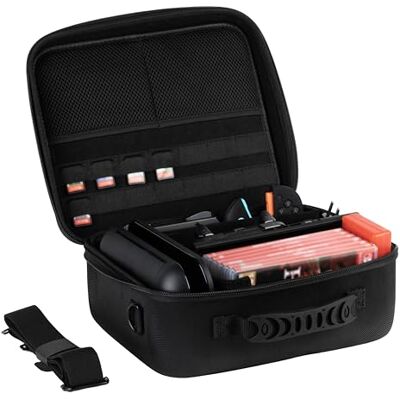 Konix Funda de protección y Transporte Big Carry Case Nintendo Switch 2 Bolsillos para Accesorios 14 Compartimentos para Juegos Negro Konix Funda de protección y Transporte Big Carry Case Nintendo Switch 2 Bolsillos para Accesorios 14 Compartimentos para Juegos Negro