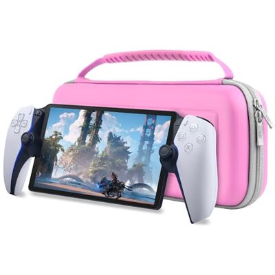 Orzly Funda rosa de para PlayStation Portal Remote Player para consola PS5 con accesorios, protección de viaje y almacenamiento para el cargador del auricular y más Orzly Funda rosa de para PlayStation Portal Remote Player para consola PS5 con accesorios, protección de viaje y almacenamiento para el cargador del auricular y más