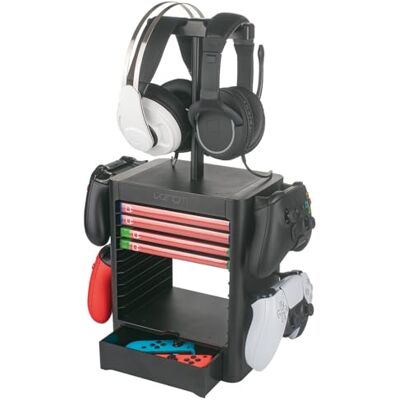 Venom Games Media Storage Tower with Integrated Controller and Headset Rack Venom Games Media Storage Tower with Integrated Controller and Headset Rack