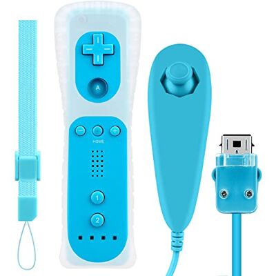 OSTENT El sensor de movimiento del mando a distancia con cable Nunchuck + Combo compatible para la consola Nintendo Wii Color Azul OSTENT El sensor de movimiento del mando a distancia con cable Nunchuck + Combo compatible para la consola Nintendo Wii Color Azul