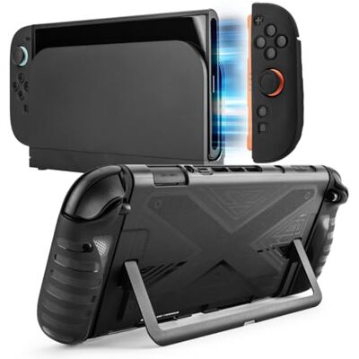 NITHO Funda Dockable 3 Piezas Compatible con Switch 2, Carcasa Protectora con Grip Ergonómico y Soporte Integrado, Funda Resistente a Golpes y Arañazos, Accesorios Gaming para Switch 2 NITHO Funda Dockable 3 Piezas Compatible con Switch 2, Carcasa Protectora con Grip Ergonómico y Soporte Integrado, Funda Resistente a Golpes y Arañazos, Accesorios Gaming para Switch 2