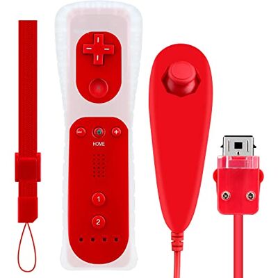 OSTENT Control remoto con sensor de movimiento + Nunchuck con cable Combo compatible con consola Nintendo Wii Color rojo OSTENT Control remoto con sensor de movimiento + Nunchuck con cable Combo compatible con consola Nintendo Wii Color rojo