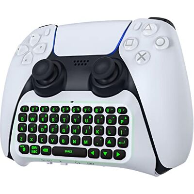 MoKo Teclado Inalámbrico para Mando PS5 con Retroiluminación Verde Mini Bluetooth Teclado Controlador con 47 Teclas Chatpad, Altavoz Integrado y Conector 3,5 mm Audio MoKo Teclado Inalámbrico para Mando PS5 con Retroiluminación Verde Mini Bluetooth Teclado Controlador con 47 Teclas Chatpad, Altavoz Integrado y Conector 3,5 mm Audio