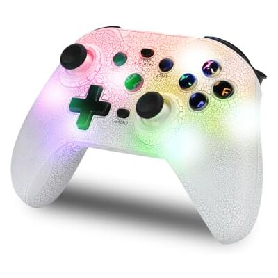 NK Mando Switch Inalámbrico LED RGB Ajustable, Switch/PC/Android/iOS, Función Turbo, Ajustes Macro, Bluetooth, 6 ejes, 4 Modos de Vibración Color Blanco (Incluye Soporte Smartphone) NK Mando Switch Inalámbrico LED RGB Ajustable, Switch/PC/Android/iOS, Función Turbo, Ajustes Macro, Bluetooth, 6 ejes, 4 Modos de Vibración Color Blanco (Incluye Soporte Smartphone)