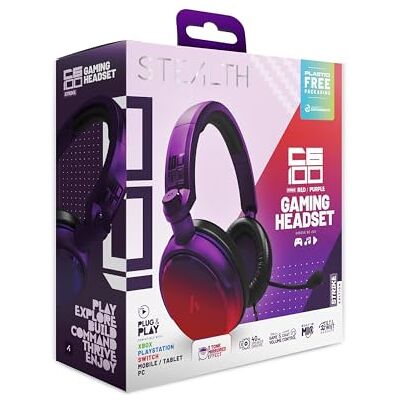 STEALTH Auricualres Gamins C6-100 Strike Rojo y púrpura, multiplataforma Compatible con Xbox, PS, Switch, PC, móvil y Tableta STEALTH Auricualres Gamins C6-100 Strike Rojo y púrpura, multiplataforma Compatible con Xbox, PS, Switch, PC, móvil y Tableta