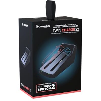 Snakebyte Twin Charge S2 Dual-Ladestation para Nintendo Switch 2, lädt 2 Controller gleichzeitig, estación de Carga Snakebyte Twin Charge S2 Dual-Ladestation para Nintendo Switch 2, lädt 2 Controller gleichzeitig, estación de Carga
