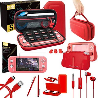 Orzly Accesorios para Nintendo Switch Lite – Pack Incluye: Protectores de Pantalla & Funda para Switch Lite Consola, Funda Comfort Grip, Cable USB, Auriculares y más... Rojo Orzly Accesorios para Nintendo Switch Lite – Pack Incluye: Protectores de Pantalla & Funda para Switch Lite Consola, Funda Comfort Grip, Cable USB, Auriculares y más... Rojo