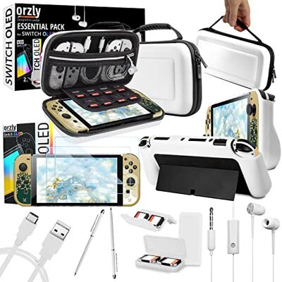 Orzly Kit de acesorios para Nintendo Switch Acesorios Oled Paquete esencial Estuche y protector de pantalla Funda Comfort Grip Cable cargador para auriculares Soporte para juegos y más Edición OLED Orzly Kit de acesorios para Nintendo Switch Acesorios Oled Paquete esencial Estuche y protector de pantalla Funda Comfort Grip Cable cargador para auriculares Soporte para juegos y más Edición OLED