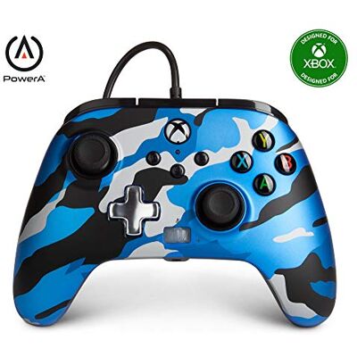 Power A PowerA Mando con cablePowerA para Xbox en Metallic Camo azul Power A PowerA Mando con cablePowerA para Xbox en Metallic Camo azul
