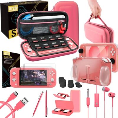 Orzly Accesorios para Nintendo Switch Lite – Pack Incluye: Protectores de Pantalla & Funda para Switch Lite Consola, Funda Comfort Grip, Cable USB, Auriculares y más.. (Coral) Orzly Accesorios para Nintendo Switch Lite – Pack Incluye: Protectores de Pantalla & Funda para Switch Lite Consola, Funda Comfort Grip, Cable USB, Auriculares y más.. (Coral)