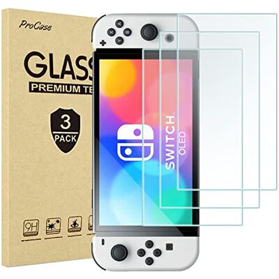 ProCase 3 Piezas Protectores de Pantalla para Switch OLED, Protector de Película de Pantalla de Vidrio Screen Protector para Switch OLED ProCase 3 Piezas Protectores de Pantalla para Switch OLED, Protector de Película de Pantalla de Vidrio Screen Protector para Switch OLED