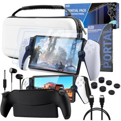 Orzly Paquete de accesorios diseñado para PlayStation Portal Estuche y protector de pantalla Estuche con agarre para auriculares Cable de carga Agarre para el pulgar y más para un mejor juego remoto Edición Orzly Paquete de accesorios diseñado para PlayStation Portal Estuche y protector de pantalla Estuche con agarre para auriculares Cable de carga Agarre para el pulgar y más para un mejor juego remoto Edición