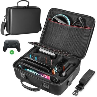 MoKo Funda para Nintendo Switch 2 (2025) Estuche de Transporte Rígida Portátil Grande para Viajes para Base, Adaptador, 21 Tarjetas de Juego y Otros Accesorios MoKo Funda para Nintendo Switch 2 (2025) Estuche de Transporte Rígida Portátil Grande para Viajes para Base, Adaptador, 21 Tarjetas de Juego y Otros Accesorios