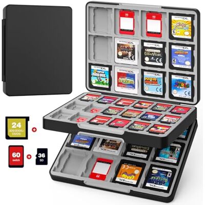 MoKo 60 Ranuras Estuche de Juegos para Tarjetas Nintendo Switch/3DS/2DS, Estuche Juego 3DS, Funda de Tarjeta de Juego con 24 Ranuras para Tarjetas 3DSXL/DS/DSi & 36 Ranuras para Tarjetas SD MoKo 60 Ranuras Estuche de Juegos para Tarjetas Nintendo Switch/3DS/2DS, Estuche Juego 3DS, Funda de Tarjeta de Juego con 24 Ranuras para Tarjetas 3DSXL/DS/DSi & 36 Ranuras para Tarjetas SD