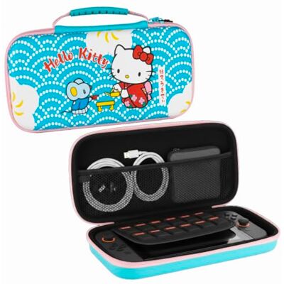 Konix Hello Kitty Funda de protección y Transporte Consola Nintendo Switch 2 Malla para Accesorios 8 Compartimentos para Juegos Diseño té Azul Konix Hello Kitty Funda de protección y Transporte Consola Nintendo Switch 2 Malla para Accesorios 8 Compartimentos para Juegos Diseño té Azul