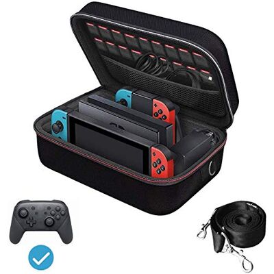 ivoler Funda compatible con Nintendo Switch y Switch OLED, Estuche Dura de Transporte, Carcasa Rígida de Viaje para Consola, Adaptador AC, Joy-con Grip, Strap Joy-con, 18 Cartuchos de Juegos y Otros ivoler Funda compatible con Nintendo Switch y Switch OLED, Estuche Dura de Transporte, Carcasa Rígida de Viaje para Consola, Adaptador AC, Joy-con Grip, Strap Joy-con, 18 Cartuchos de Juegos y Otros
