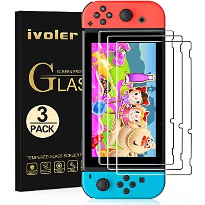 ivoler [3 Unidades Protector de Pantalla para Nintendo Switch, Cristal Vidrio Templado Premium ivoler [3 Unidades Protector de Pantalla para Nintendo Switch, Cristal Vidrio Templado Premium