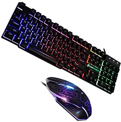 UKCOCO 1 Juego Teclado para Juegos Dispositivos informáticos Teclado de Oficina inalámbrico Teclado Iluminado ratón teclados Teclado con Cable Brillar Colocar Maquillaje combinación