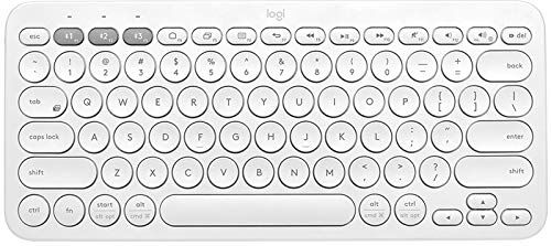 Logitech K380 Teclado Inalámbrico Multi-Dispositivos para Windows, Apple, iOS, Android, Chrome, Disposición QWERTZ Alemán, Blanco