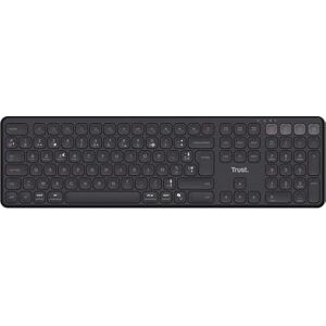 Trust Vaiya Teclado inalámbrico Bluetooth + 2.4Gz AZERTY francés, Teclado Bluetooth multidispositivo Recargable con Teclado numérico, 55% plástico Reciclado, Windows iOS iPadOS macOS Android, Negro Trust Vaiya Teclado inalámbrico Bluetooth + 2.4Gz AZERTY francés, Teclado Bluetooth multidispositivo Recargable con Teclado numérico, 55% plástico Reciclado, Windows iOS iPadOS macOS Android, Negro