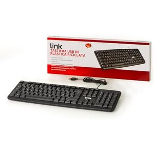 LINK LKTAST02R – Teclado Italiano USB de 108 Teclas, Color Negro, de plástico Reciclado LINK LKTAST02R – Teclado Italiano USB de 108 Teclas, Color Negro, de plástico Reciclado