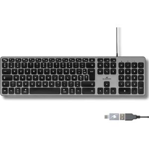 Bluestork Teclado francés AZERTY con Cable para Mac Teclas cóncavas y silenciosas, 13 accesos directos Multimedia, Adaptador USB/USB-C Teclado para Mac e iPad Negro Bluestork Teclado francés AZERTY con Cable para Mac Teclas cóncavas y silenciosas, 13 accesos directos Multimedia, Adaptador USB/USB-C Teclado para Mac e iPad Negro