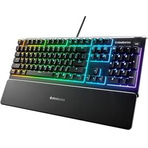 SteelSeries Apex 3 Teclado RGB para gaming Iluminación RGB de 10 zonas Resistencia al agua IP32 Reposamuñecas magnético superior Teclado QWERTY Estadounidense SteelSeries Apex 3 Teclado RGB para gaming Iluminación RGB de 10 zonas Resistencia al agua IP32 Reposamuñecas magnético superior Teclado QWERTY Estadounidense