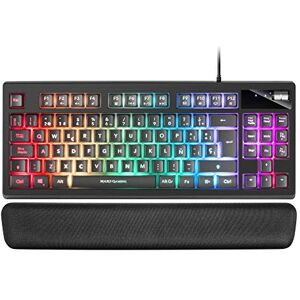 MARSGAMING Mars Gaming MKAXES Teclado Compacto TKL H-Mech, Iluminación RGB 9 Efectos, Reposamuñecas Gel, Negro, Idioma Español