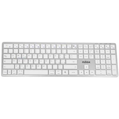 Nilox , Teclado inalámbrico de 110 Teclas, Bluetooth 5.2 y 2,4 GHz, Color Plateado Nilox , Teclado inalámbrico de 110 Teclas, Bluetooth 5.2 y 2,4 GHz, Color Plateado