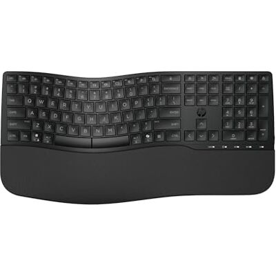 HP 680 Teclado QWERTY Español inalámbrico Dual, Ángulos de Escritura Ajustables, Teclas programables, Conectividad Segura, Diseño Compacto en Forma de Onda, Reposamanos Acolchado, Color Negro HP 680 Teclado QWERTY Español inalámbrico Dual, Ángulos de Escritura Ajustables, Teclas programables, Conectividad Segura, Diseño Compacto en Forma de Onda, Reposamanos Acolchado, Color Negro
