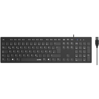 Speedlink NIALA Teclado con Cable USB y Teclas Planas QWERTZ Conexión USB-A, ideal para ordenadores, PC y de sobremesa, altura ajustable, teclas multifunción, QWERTZ alemana, negro Speedlink NIALA Teclado con Cable USB y Teclas Planas QWERTZ Conexión USB-A, ideal para ordenadores, PC y de sobremesa, altura ajustable, teclas multifunción, QWERTZ alemana, negro