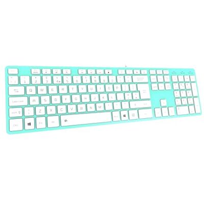 B.FRIENDIT Teclado delgado con cable USB, suave al tacto y tecla silenciosa para PC, portátil y computadora, diseño QWERTY UK de tamaño completo, color verde B.FRIENDIT Teclado delgado con cable USB, suave al tacto y tecla silenciosa para PC, portátil y computadora, diseño QWERTY UK de tamaño completo, color verde