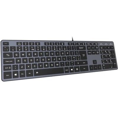 B.FRIENDIT Teclado delgado con cable USB, suave al tacto y tecla silenciosa para PC, portátil y computadora, diseño QWERTY UK de tamaño completo, color gris espacial B.FRIENDIT Teclado delgado con cable USB, suave al tacto y tecla silenciosa para PC, portátil y computadora, diseño QWERTY UK de tamaño completo, color gris espacial