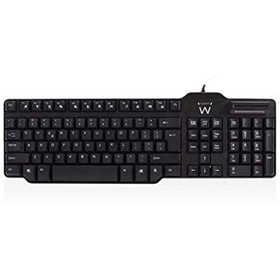 Ewent EW3251 Teclado Multimedia con Lector de DNI (QWERTY Italiano), Color Negro Ewent EW3251 Teclado Multimedia con Lector de DNI (QWERTY Italiano), Color Negro